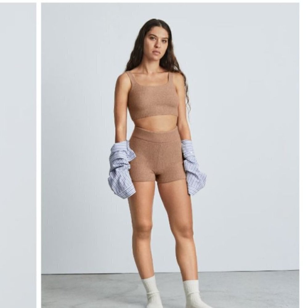 Everlane Wool Blend Cozy-Stretch Minimalist Top Luxe Brown Size Small